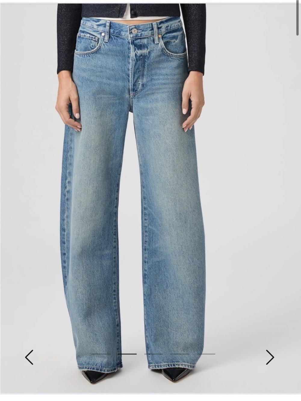 new Paige Arellia 32" Barrel Leg Jean Terrin light medium wash blue